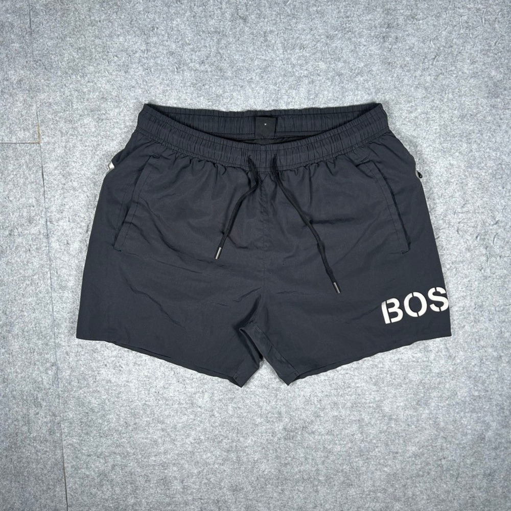 BOSS Swim Shorts Men Size M Black Dolphin Trunk Logo Beach Pool Summer